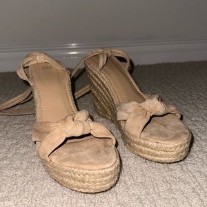 Adorable Beige Adjustable Wrap Strap Heels